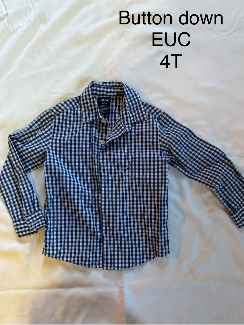 Izod Blue and White Gingham Button-Down Shirt for Kids